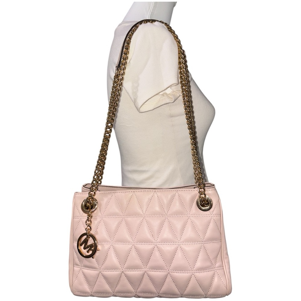 Michael Kors Pink and Gold Quilted Shoulder Bag